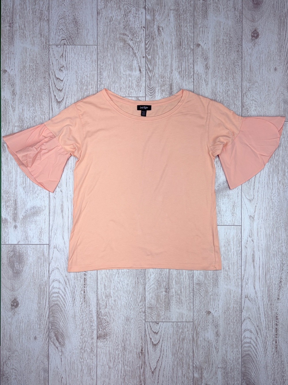 Lord + Taylor Size M Cotton-Modal Peach Flutter-Sleeve Top